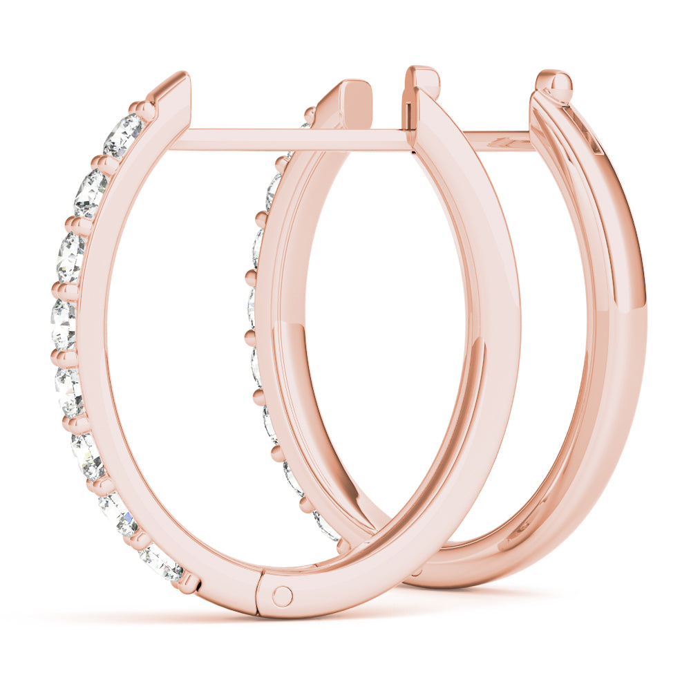 0.30 Ct Round Brilliant Diamond Hoop Earrings In 14k White / Rose & Yellow Gold