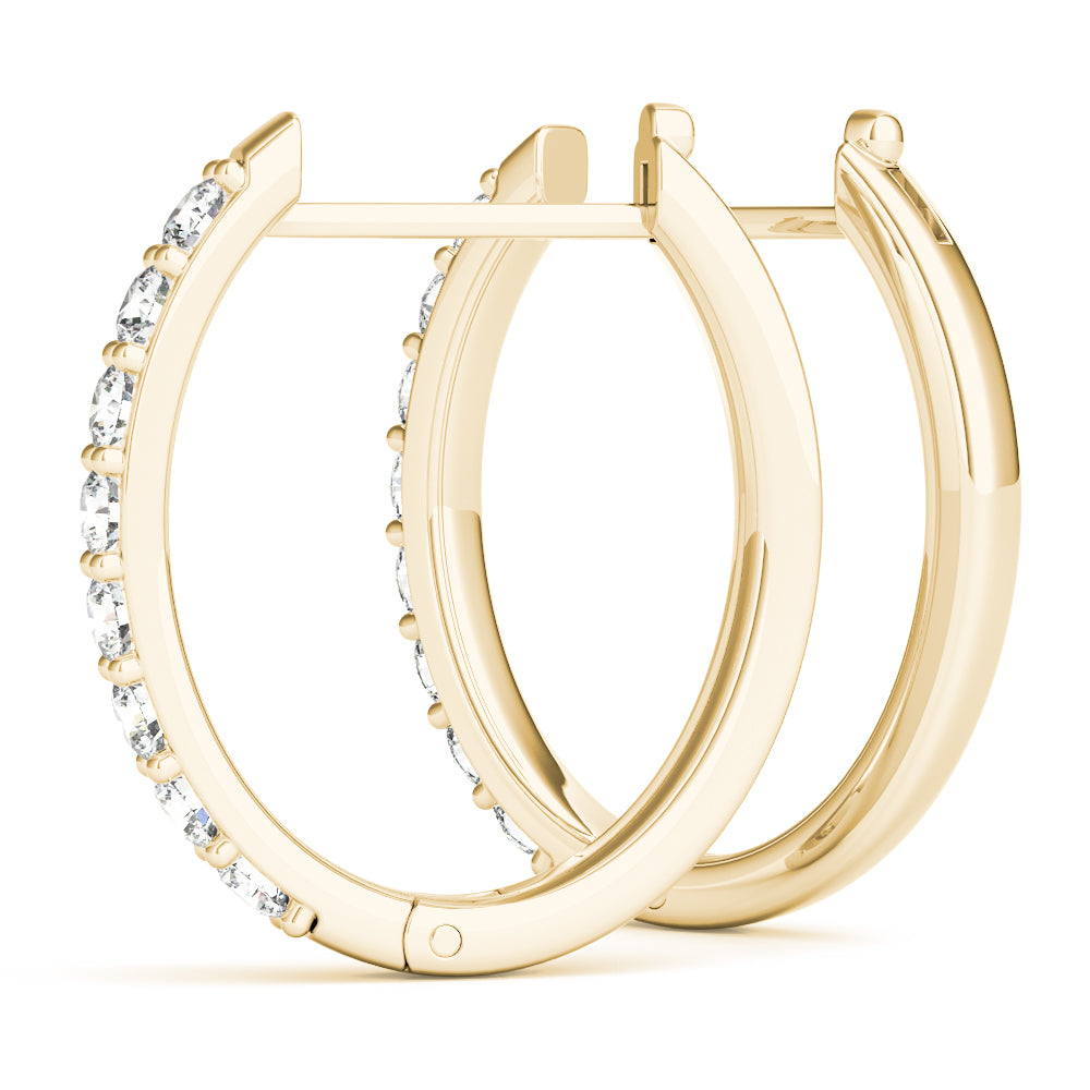 0.30 Ct Round Brilliant Diamond Hoop Earrings In 14k White / Rose & Yellow Gold