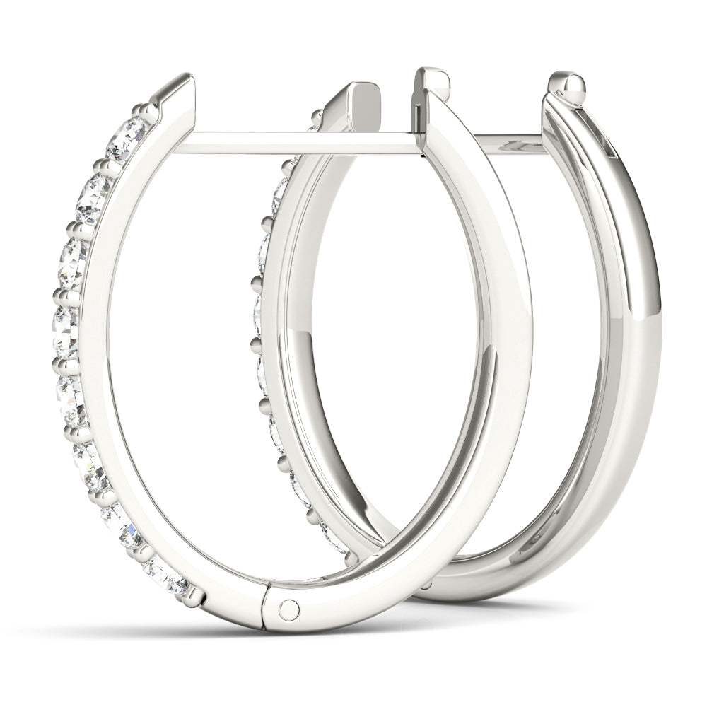 0.30 Ct Round Brilliant Diamond Hoop Earrings In 14k White / Rose & Yellow Gold