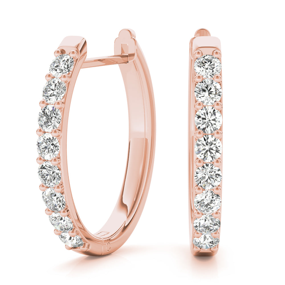 0.17 Ct Round Brilliant Diamond Hoop Earrings In 14K White/ Rose & Yellow Gold