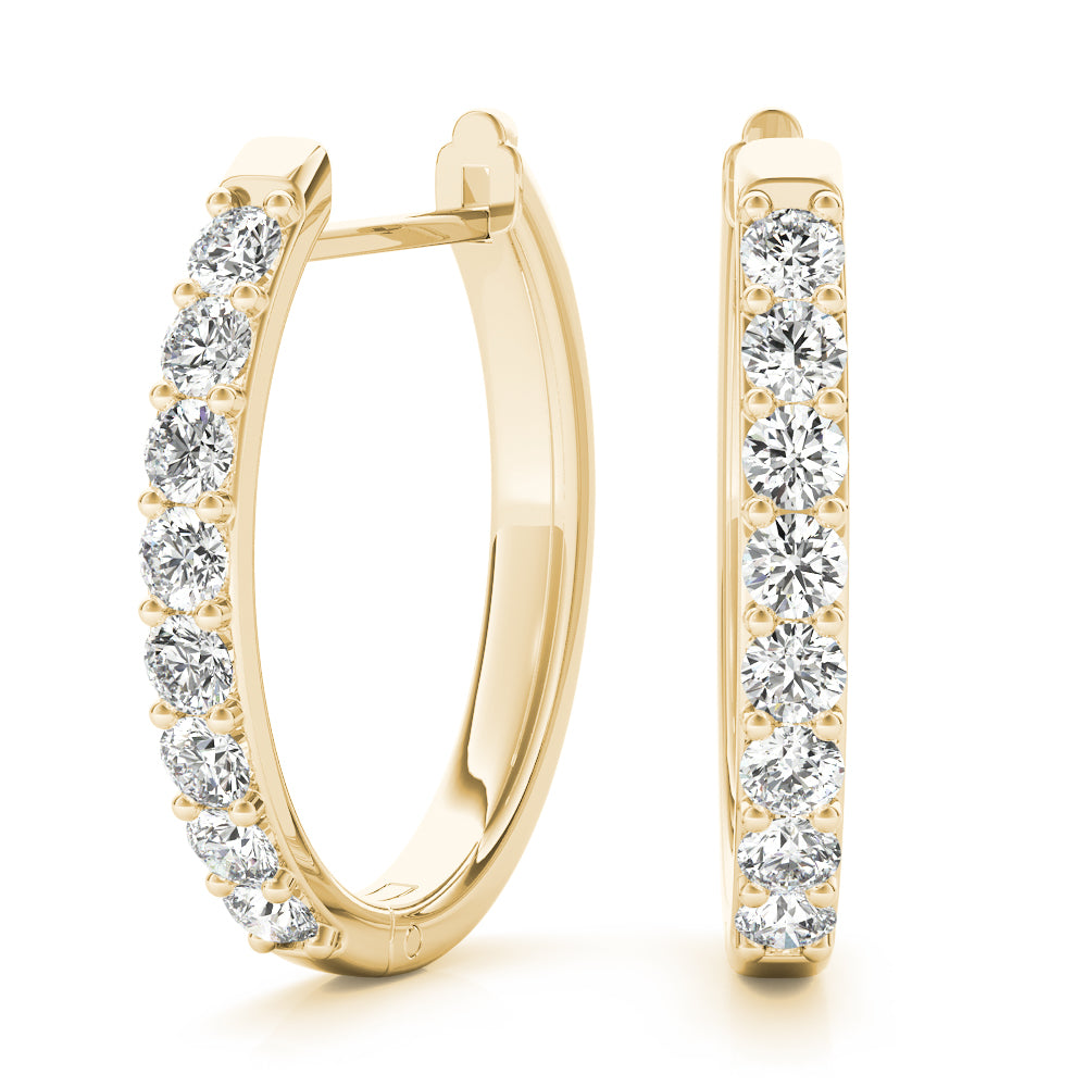 0.30 Ct Round Brilliant Diamond Hoop Earrings In 14k White / Rose & Yellow Gold