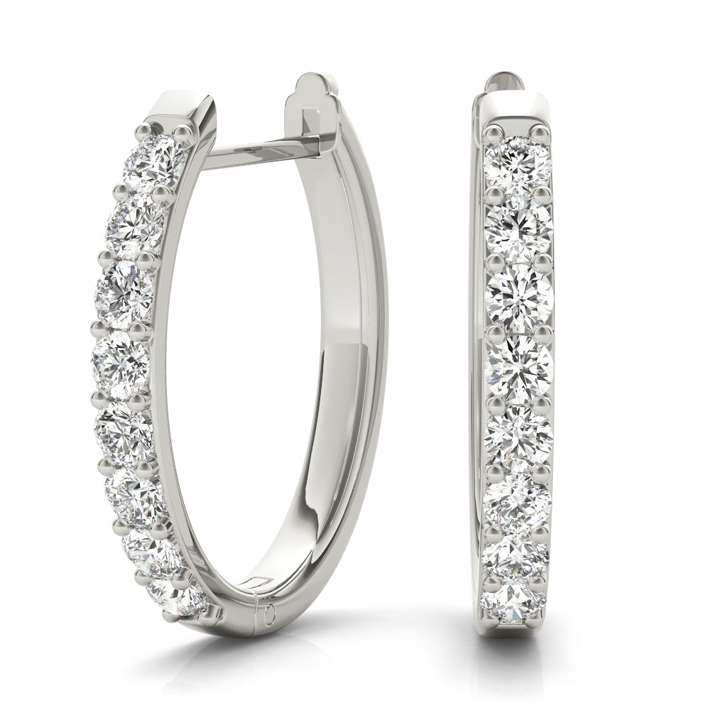 0.30 Ct Round Brilliant Diamond Hoop Earrings In 14k White / Rose & Yellow Gold