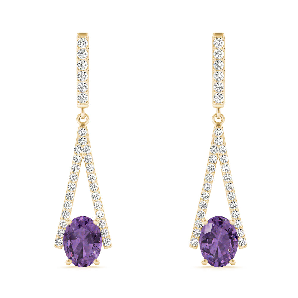 1.25 Carat Amethyst And Diamond Gemstone Earrings In 10K White & Yellow Gold