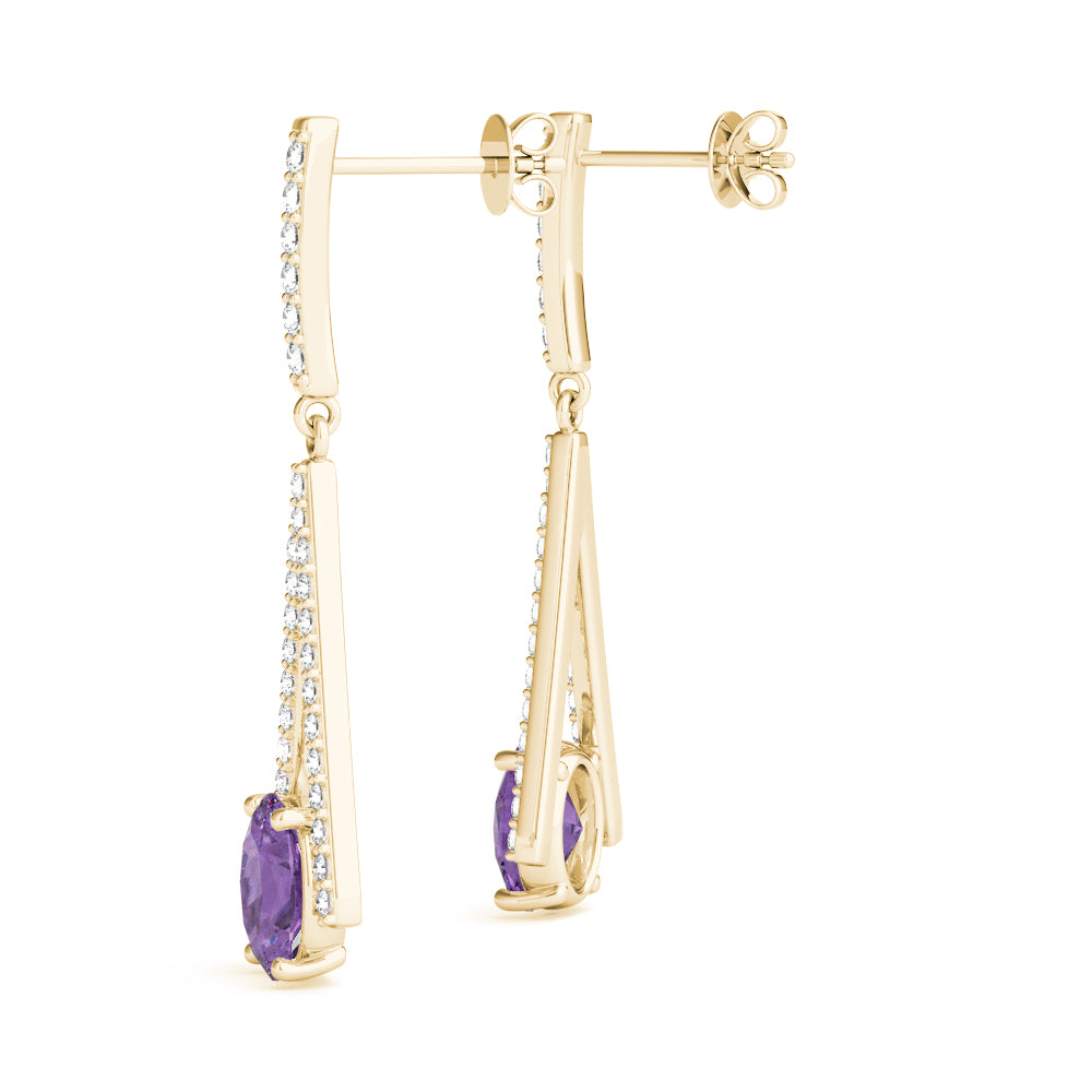 1.25 Carat Amethyst And Diamond Gemstone Earrings In 10K White & Yellow Gold