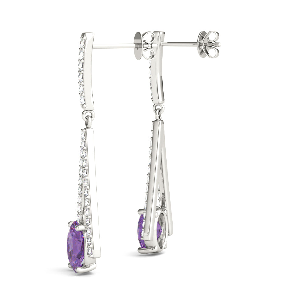 1.25 Carat Amethyst And Diamond Gemstone Earrings In 10K White & Yellow Gold