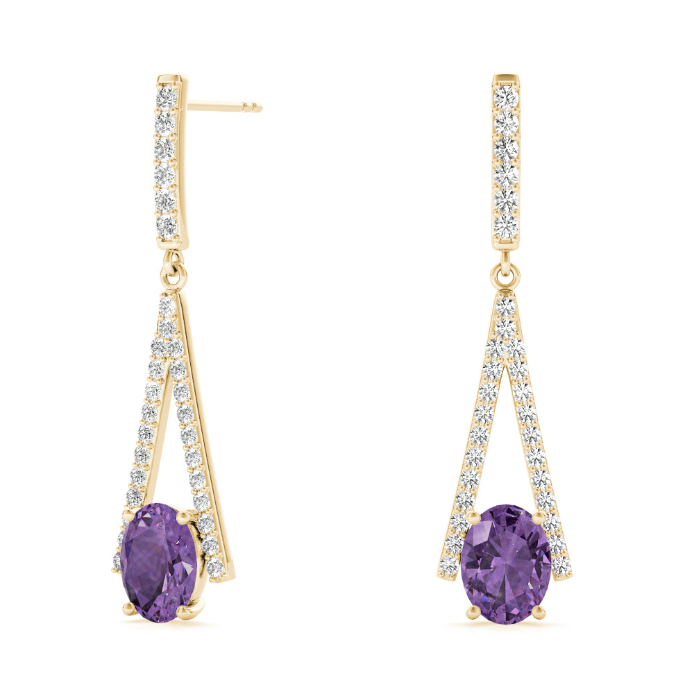 1.25 Carat Amethyst And Diamond Gemstone Earrings In 10K White & Yellow Gold