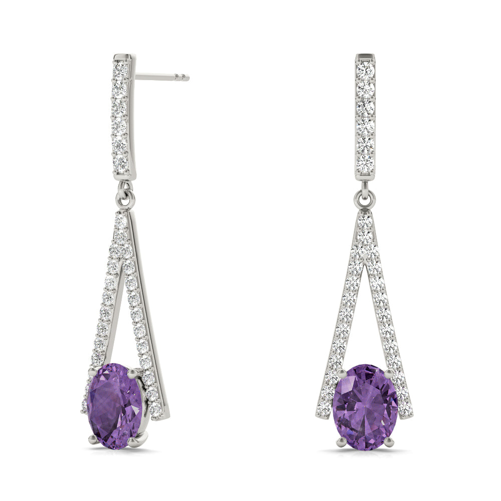 1.25 Carat Amethyst And Diamond Gemstone Earrings In 10K White & Yellow Gold