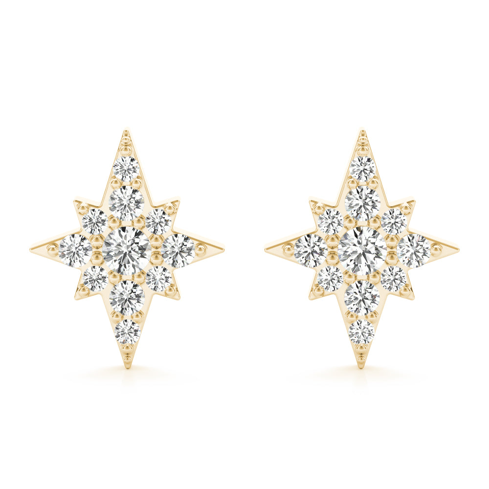 10K Rose/ White & Yellow Gold 0.10 Carat Diamond Stud Earrings With Backs