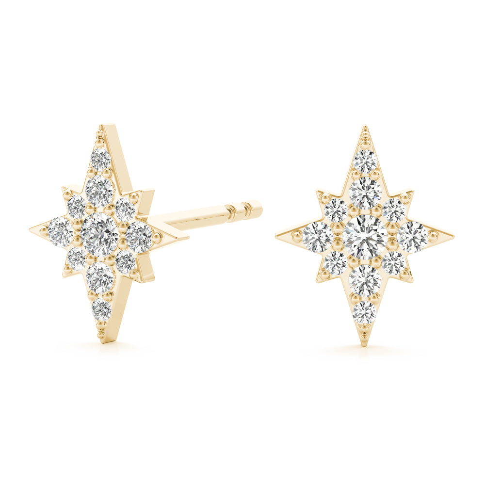 10K Rose/ White & Yellow Gold 0.10 Carat Diamond Stud Earrings With Backs