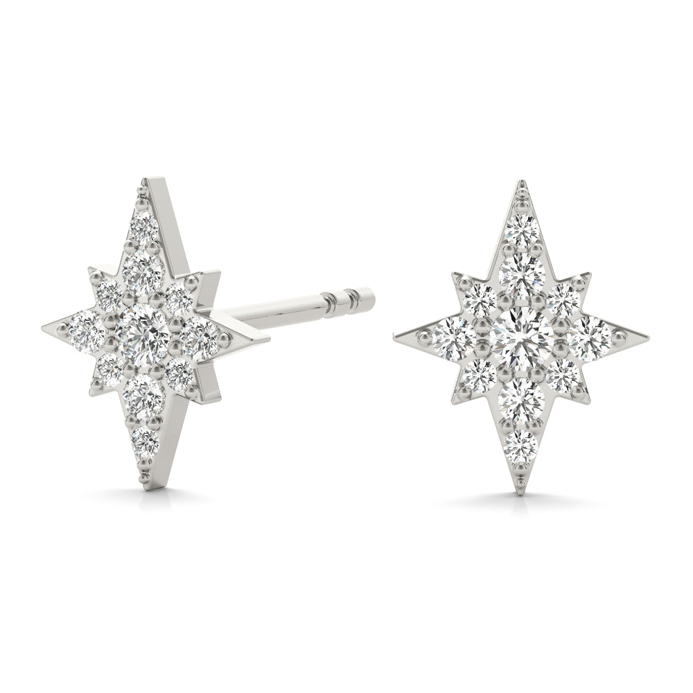 10K Rose/ White & Yellow Gold 0.10 Carat Diamond Stud Earrings With Backs