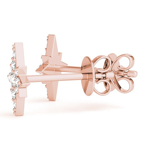 0.10 Carat Round White Diamond Stud Earrings in 14K Solid Rose Gold With Backs