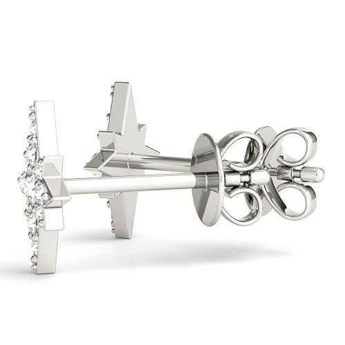0.10 Carat Round White Diamond Stud Earrings in 14K Solid White Gold With Backs