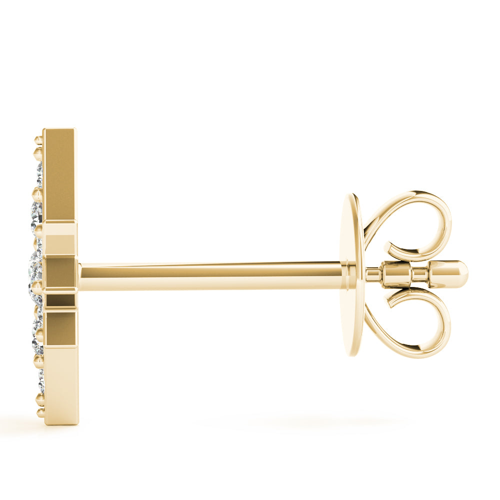 10K Rose/ White & Yellow Gold 0.10 Carat Diamond Stud Earrings With Backs