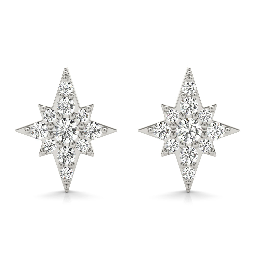 10K Rose/ White & Yellow Gold 0.10 Carat Diamond Stud Earrings With Backs
