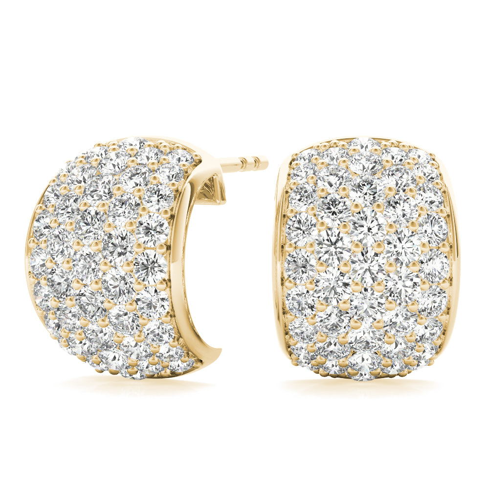 1.00 Ct Round Brilliant Diamond Hoop Earrings In 14K Rose / White & Yellow Gold