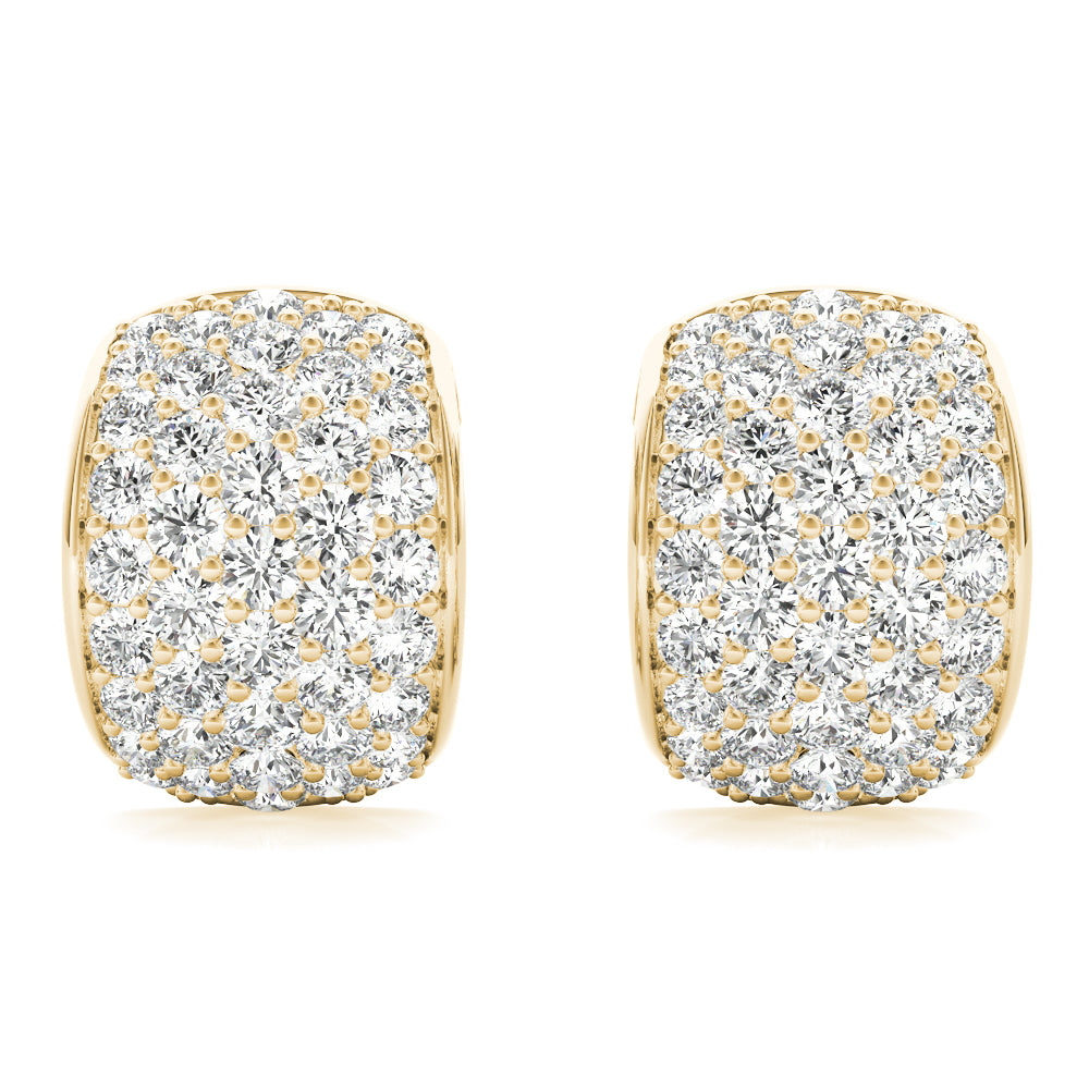 1.00 Ct Round Brilliant Diamond Hoop Earrings In 14K Rose / White & Yellow Gold
