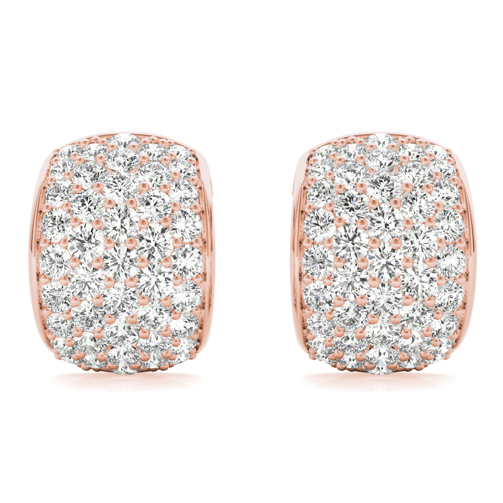 1.00 Ct Round Brilliant Diamond Hoop Earrings In 14K Rose / White & Yellow Gold