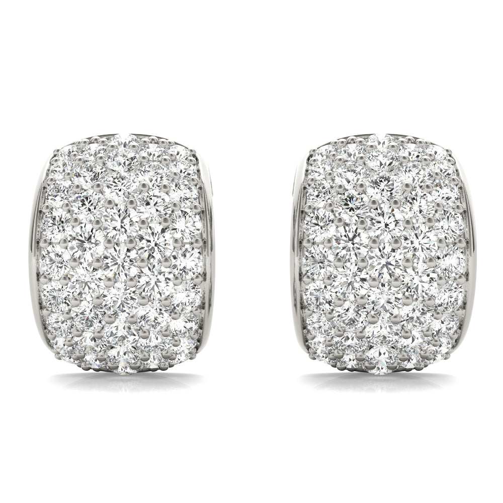1.00 Ct Round Brilliant Diamond Hoop Earrings In 14K Rose / White & Yellow Gold