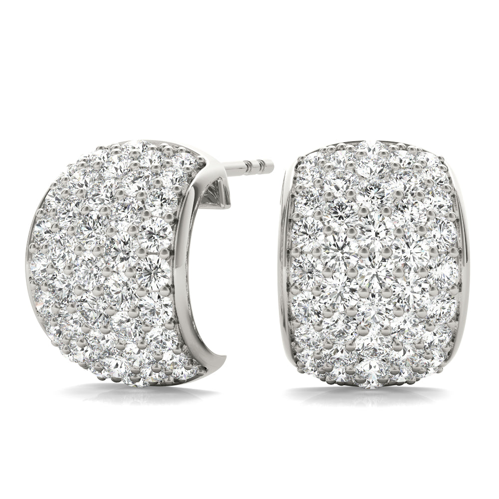 1.00 Ct Round Brilliant Diamond Hoop Earrings In 14K Rose / White & Yellow Gold