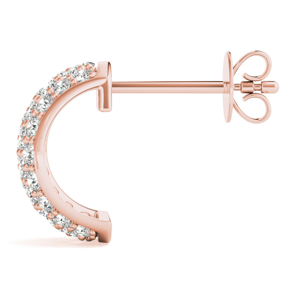 1.00 Ct Round Brilliant Diamond Hoop Earrings In 14K Rose / White & Yellow Gold