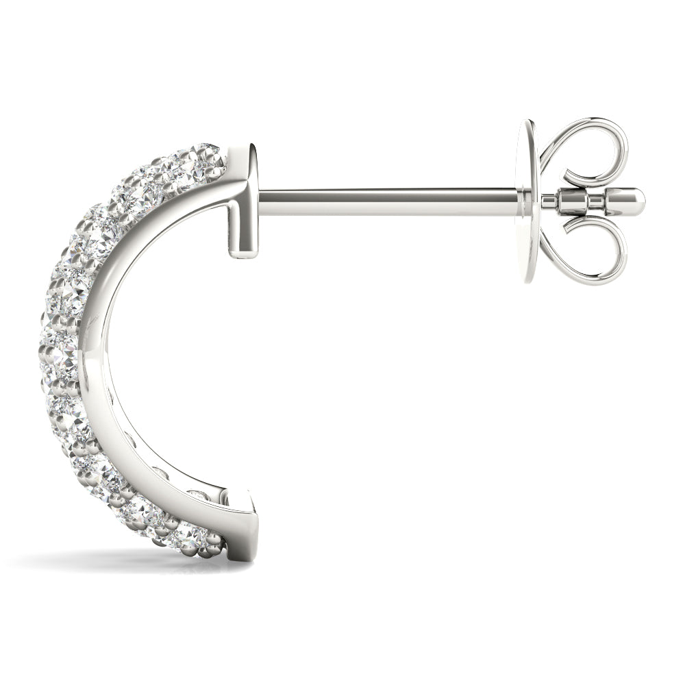 1.00 Ct Round Brilliant Diamond Hoop Earrings In 14K Rose / White & Yellow Gold