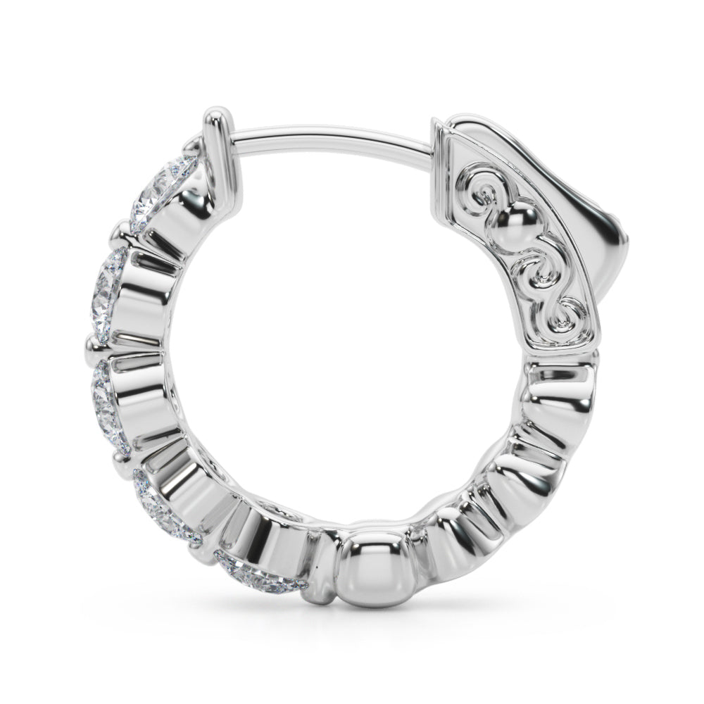 1.00 Ct Round Brilliant Diamond Hoop Earrings In 14K Rose White & Yellow Gold
