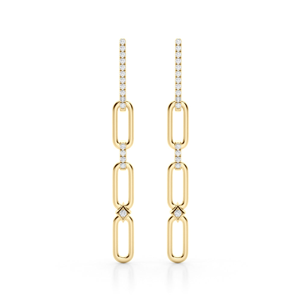 1/4 Ct GH/SI Natural Round Diamond 14K Rose White & Yellow Gold Dangle Earrings