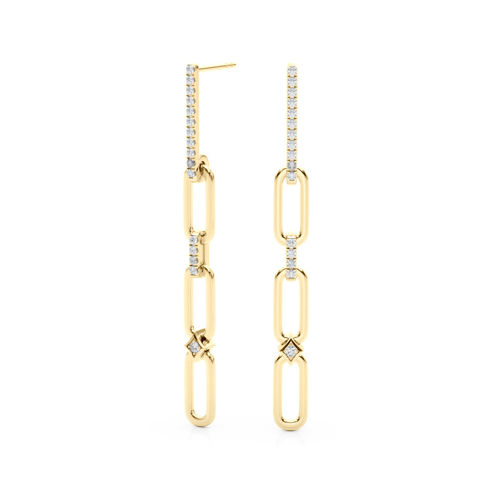1/4 Ct GH/SI Natural Round Diamond 14K Rose White & Yellow Gold Dangle Earrings