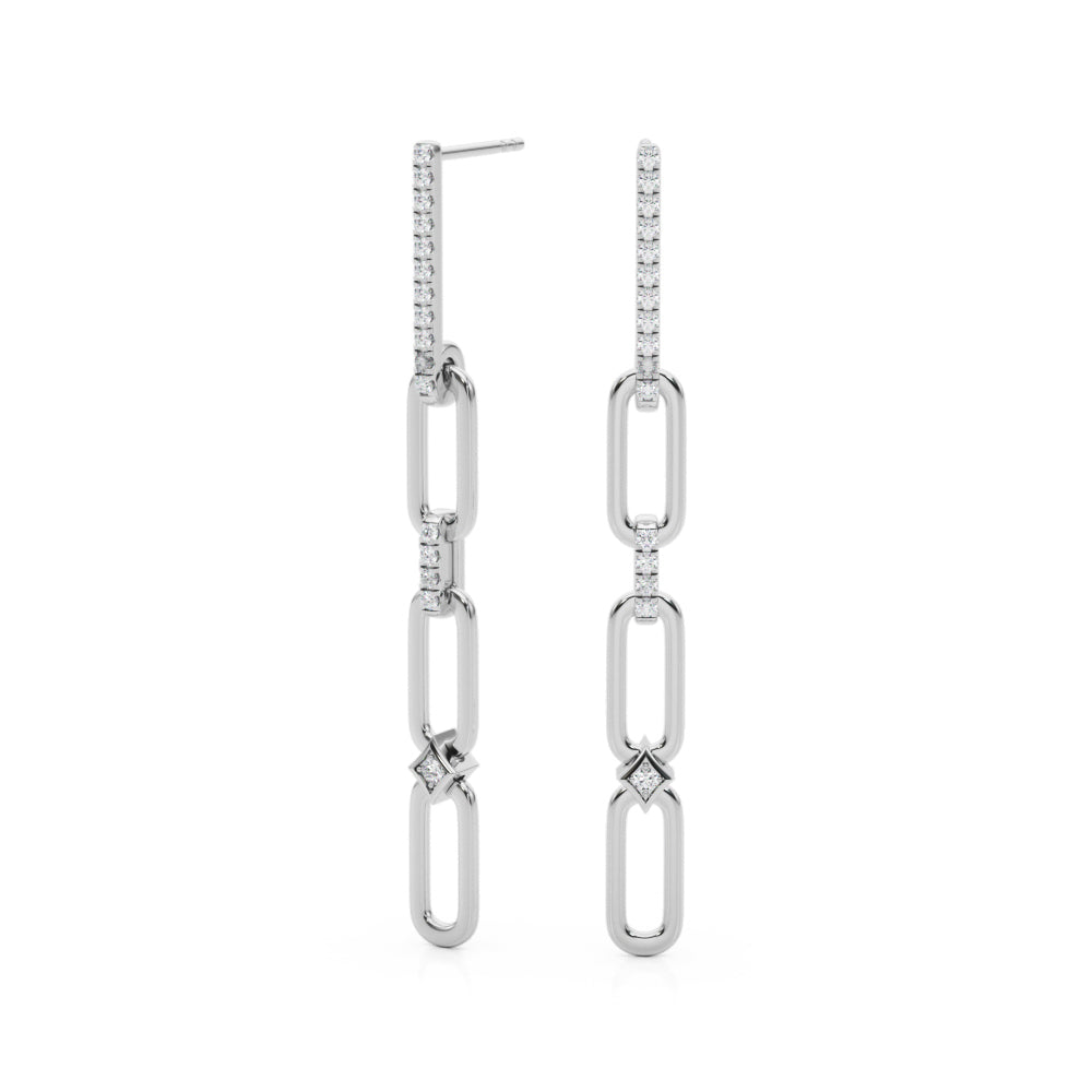 1/4 Ct GH/SI Natural Round Diamond 14K Rose White & Yellow Gold Dangle Earrings