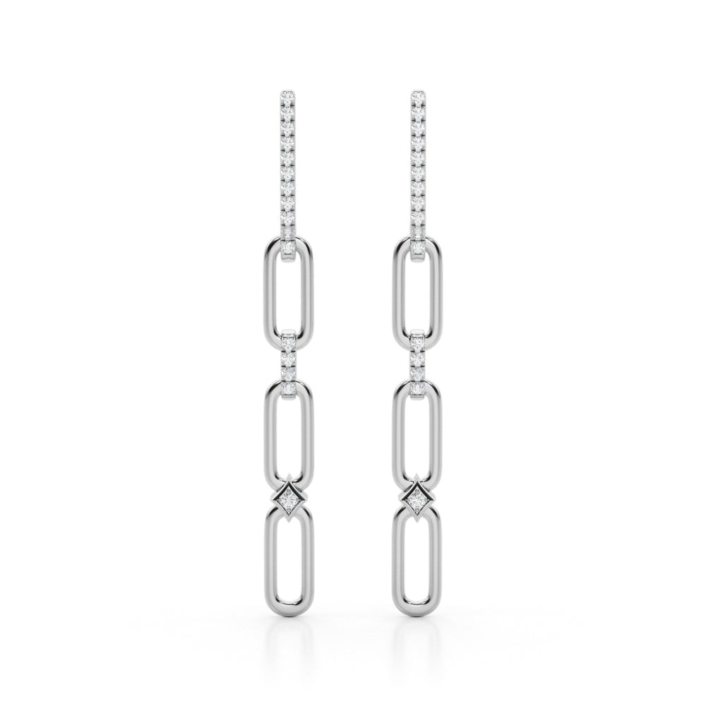 1/4 Ct GH/SI Natural Round Diamond 14K Rose White & Yellow Gold Dangle Earrings