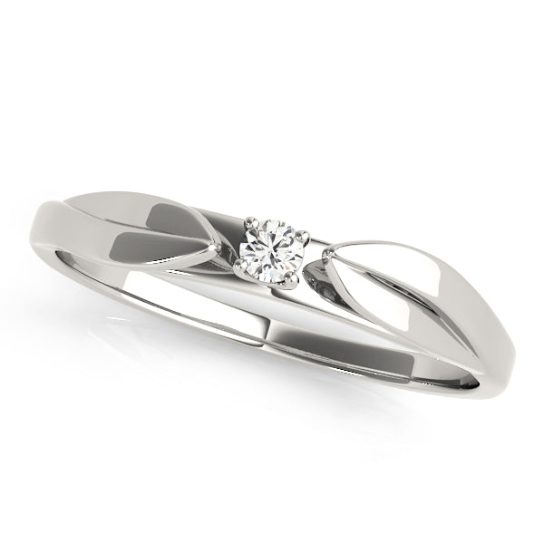 0.03 Carat Prong Set Diamond Lightweight Wedding Ring In 10K White & Yellow Gold