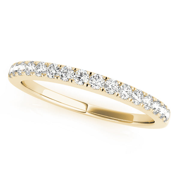 Stylish 10K Split Prong Wedding Band with 1/8 ct Diamonds and SI1-SI2 G-H Quality | White & Yellow