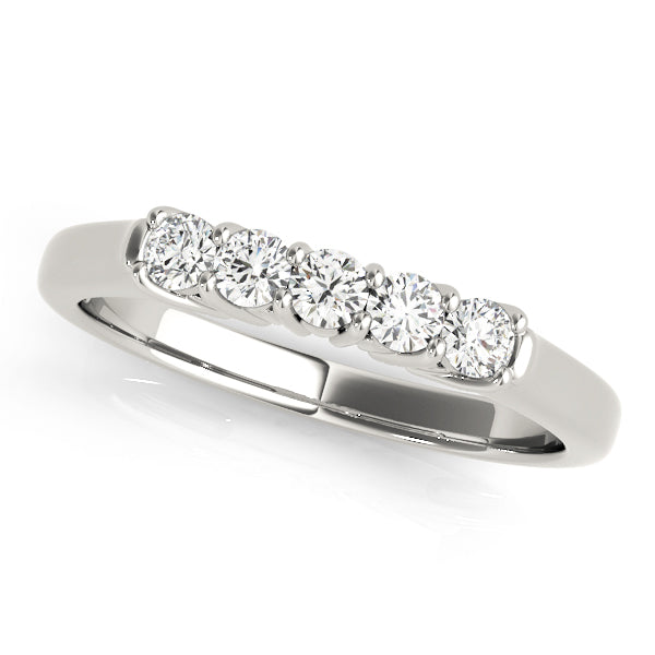0.50 Ct Lab-Grown/ Natural Diamond 5 Stone Wedding Band Ring in 14K Rose/ White & Yellow Gold