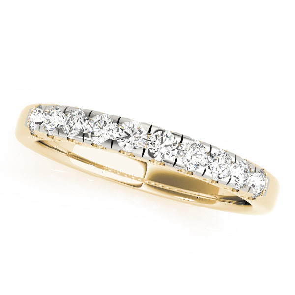 Classic 10K Split Prong Wedding Band | White & Yellow Gold, 1/4 ct SI1 Diamonds, E/F/G Quality