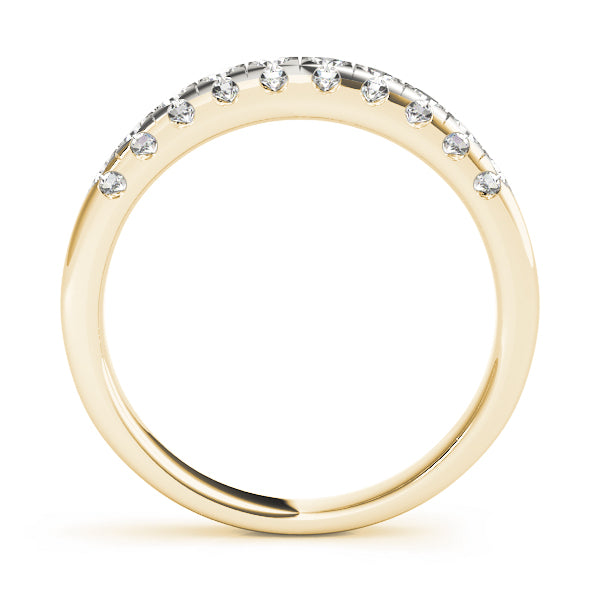 Classic 10K Split Prong Wedding Band | White & Yellow Gold, 1/4 ct SI1 Diamonds, E/F/G Quality