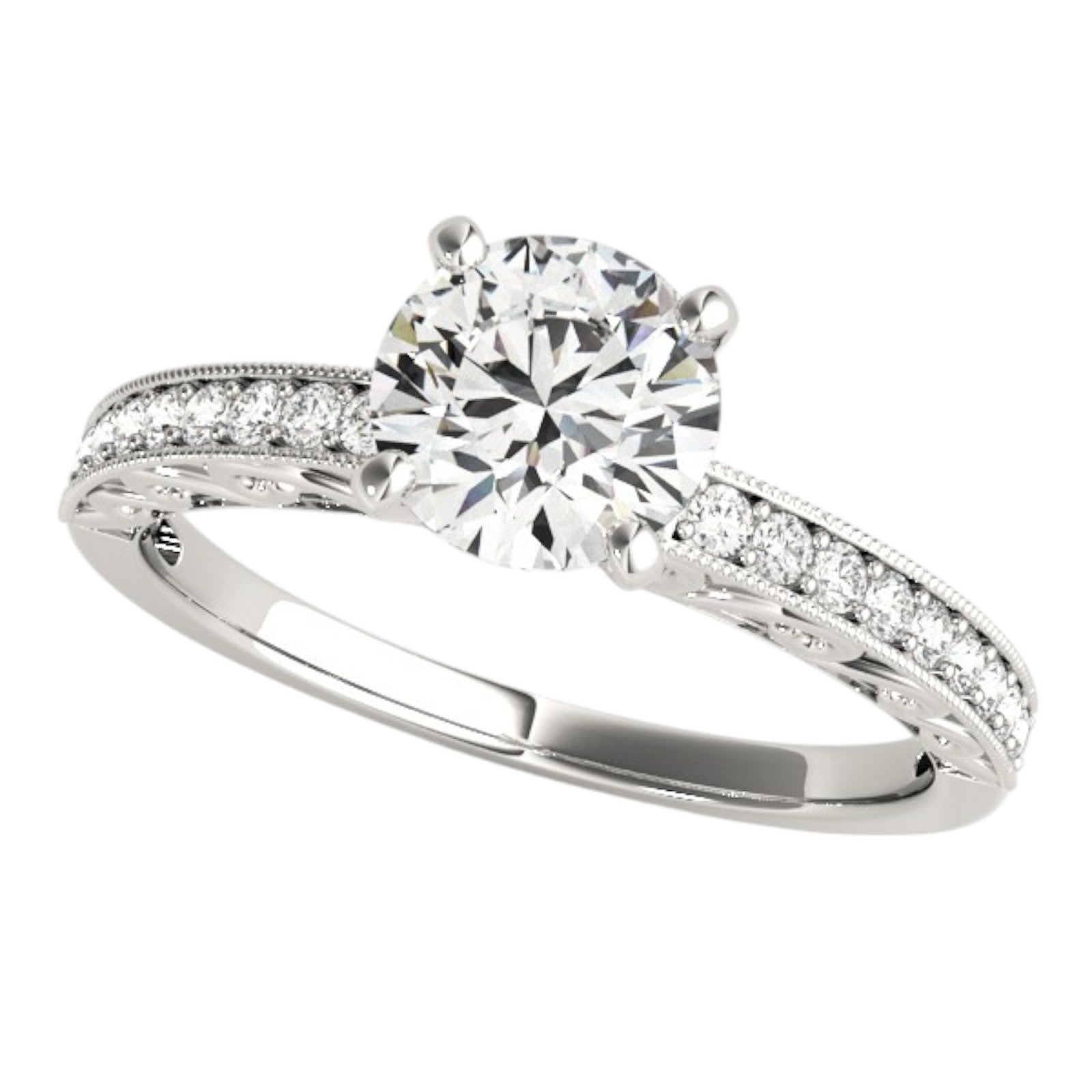 0.65 Carat Bridal Set Engagement Wedding Band In 14K White Gold