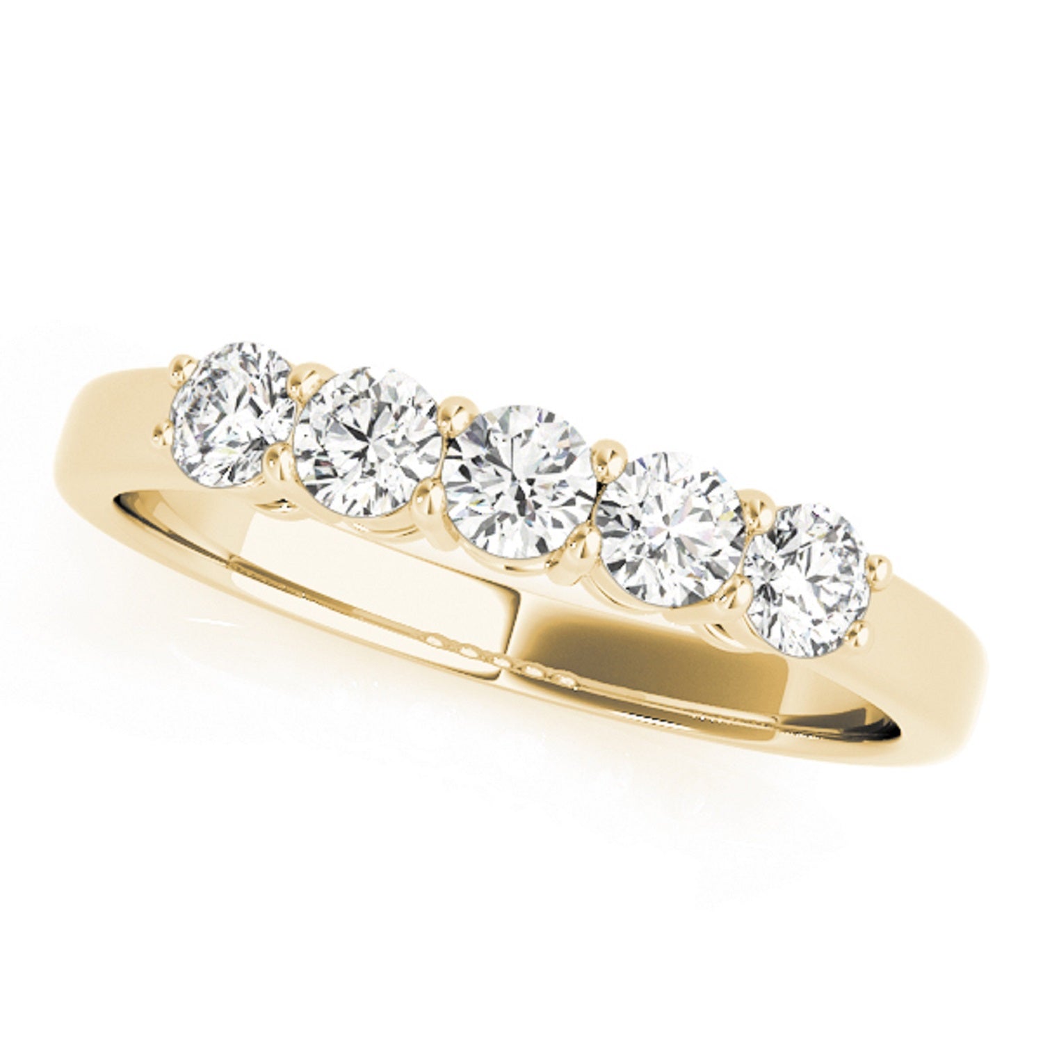 1/2 Round Diamond Five Stone Engagement Wedding Ring In 14K Solid Rose White & Yellow Gold