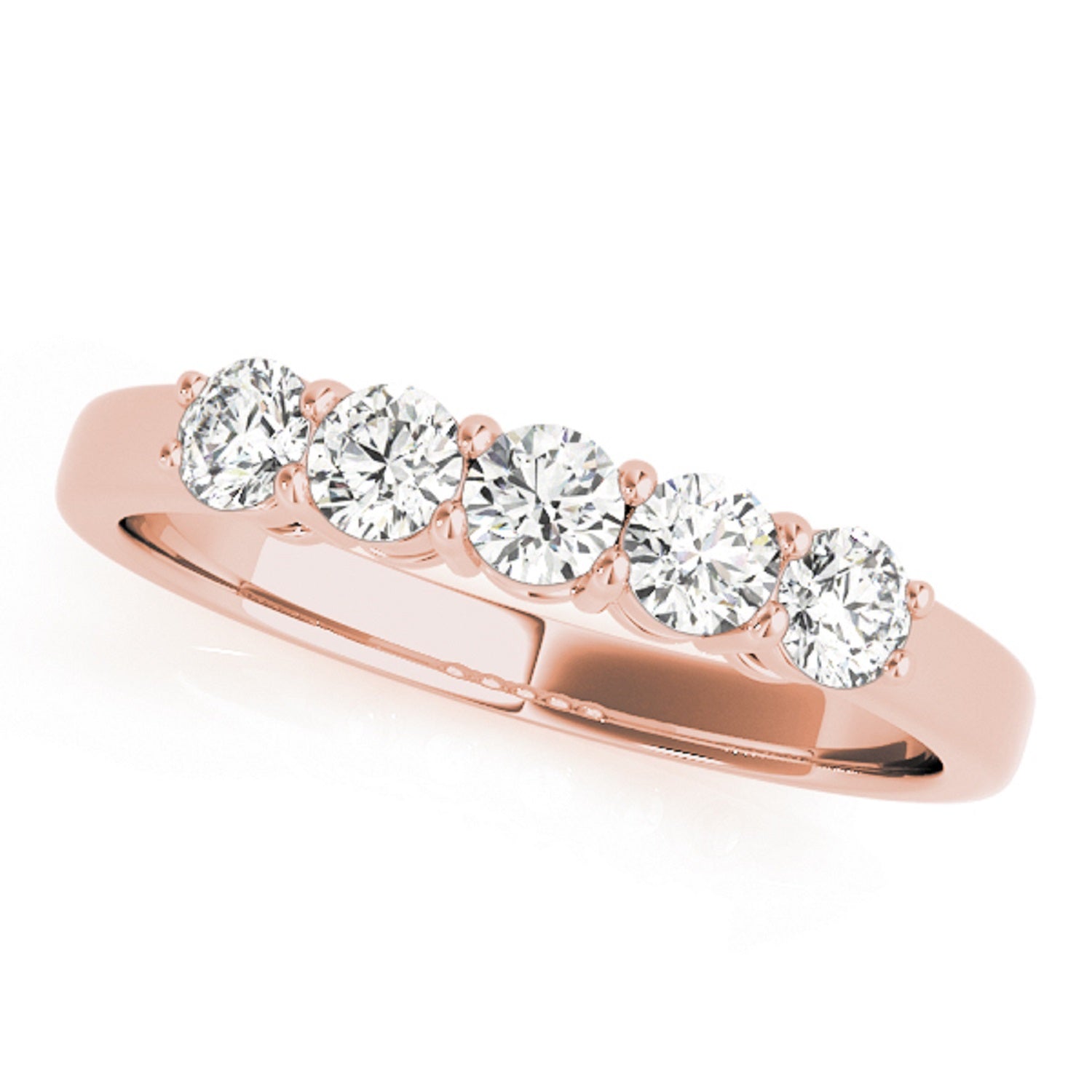 1/2 Round Diamond Five Stone Engagement Wedding Ring In 14K Solid Rose White & Yellow Gold