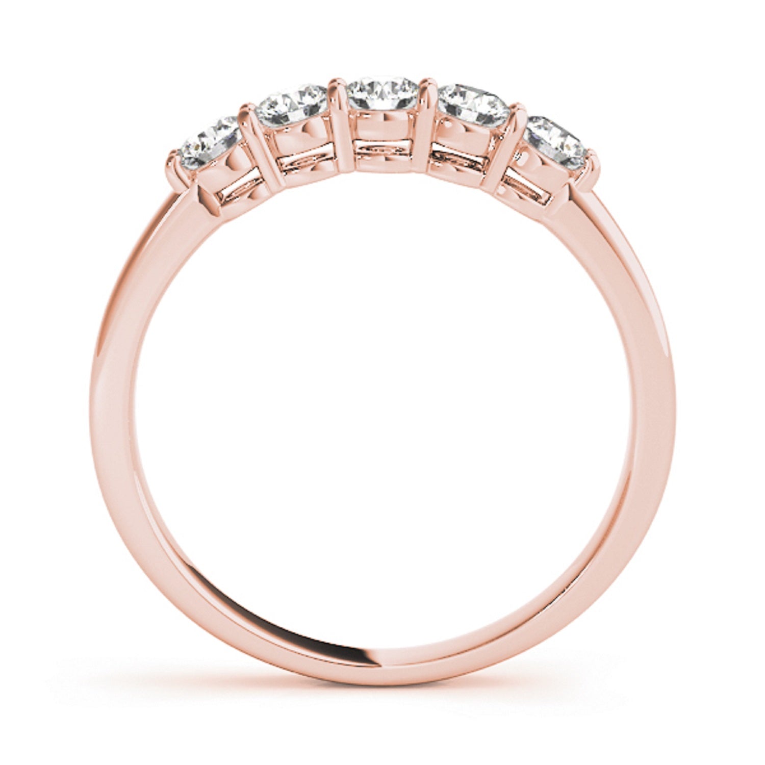 1/2 Round Diamond Five Stone Engagement Wedding Ring In 14K Solid Rose White & Yellow Gold