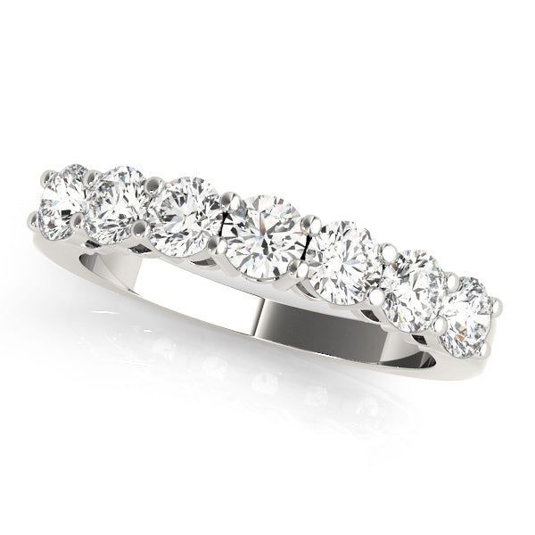 1.00 Carat Natural Round Diamond 7 Stone Wedding Band In 14K Solid White Gold