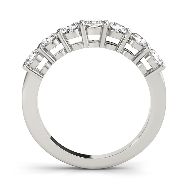 1.00 Carat Natural Round Diamond 7 Stone Wedding Band In 14K Solid White Gold
