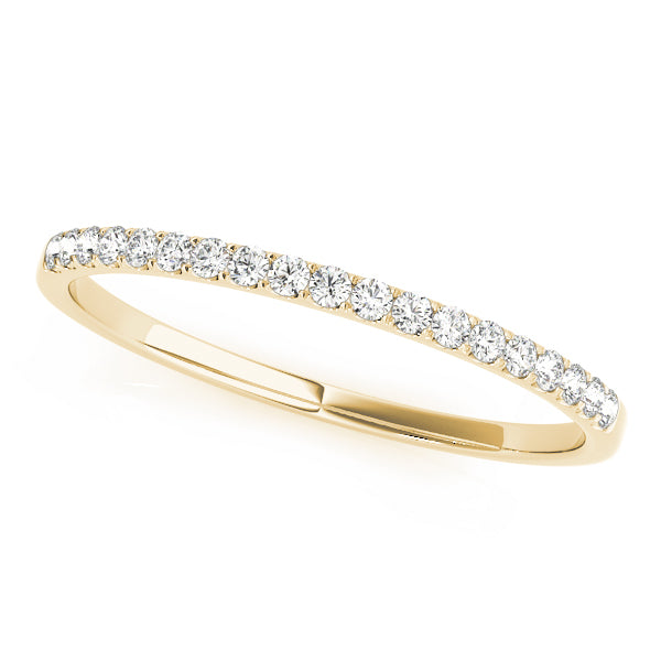 Stylish 10K Split Prong Wedding Band - 1/8 ct Diamond with White & Yellow Gold Accents