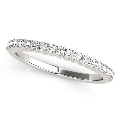 0.23 Carat Round Diamond Prong Set Wedding Band In 14K Solid White Gold