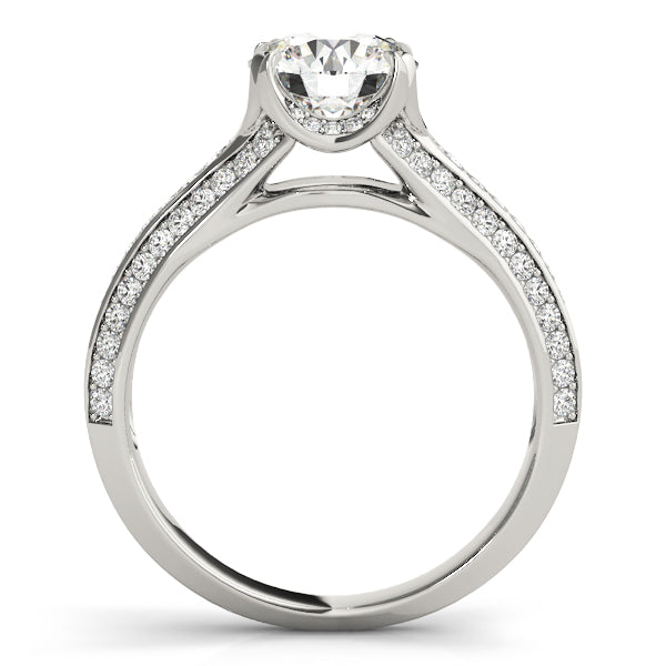 1.50 Ct Round Solitaire Ring with Pave Accents in 14K White Gold - 5
