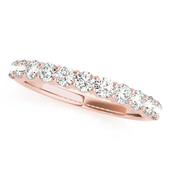 Lab Grown Diamond Half Eternity Ring in 14K Rose Gold | Round Diamond Wedding Band | Stackable Diamond Ring