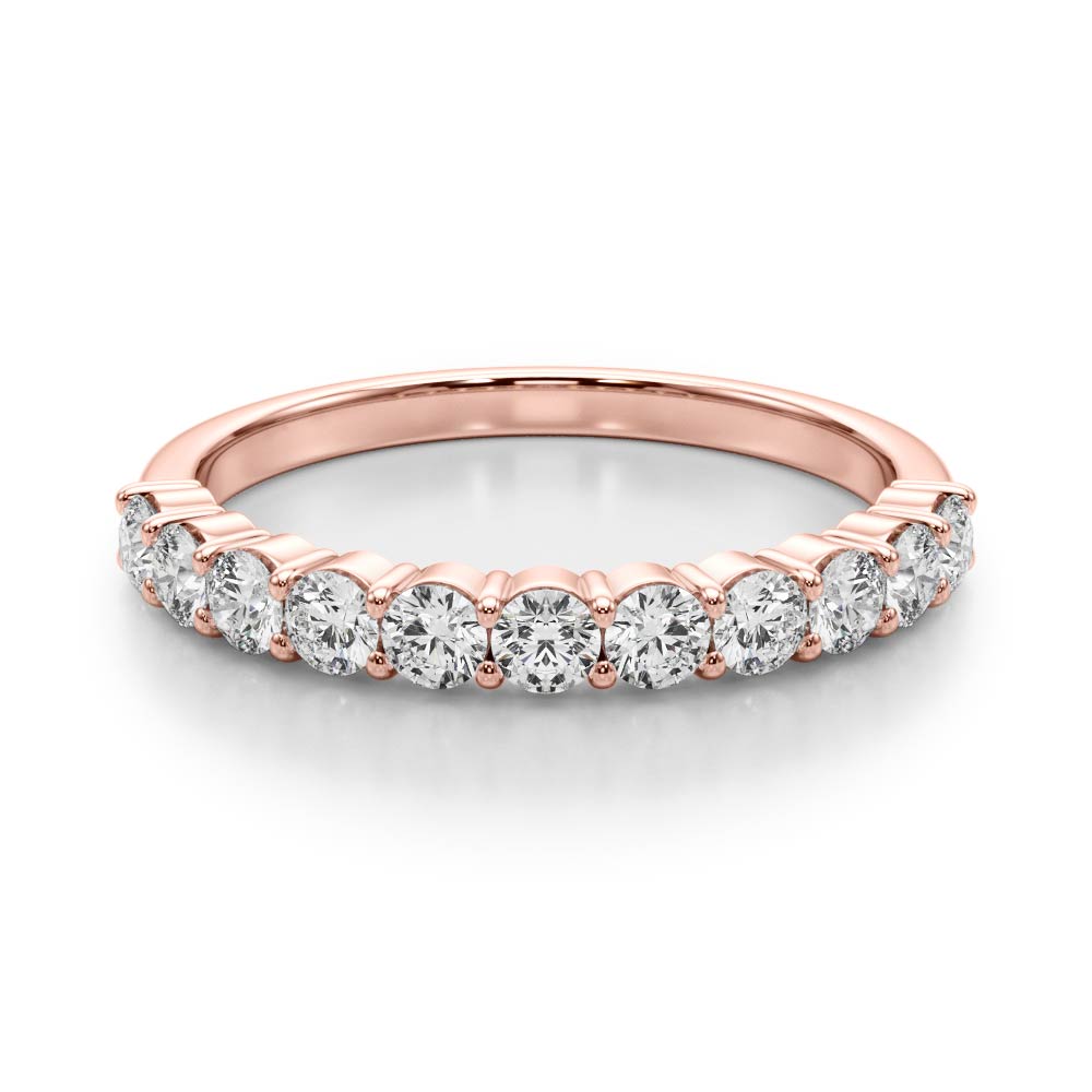 Lab Grown Diamond Half Eternity Ring in 14K Rose Gold | Round Diamond Wedding Band | Stackable Diamond Ring
