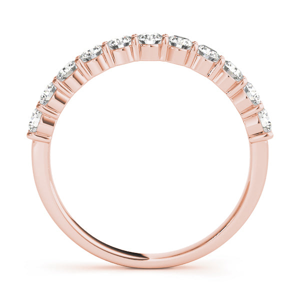 Lab Grown Diamond Half Eternity Ring in 14K Rose Gold | Round Diamond Wedding Band | Stackable Diamond Ring