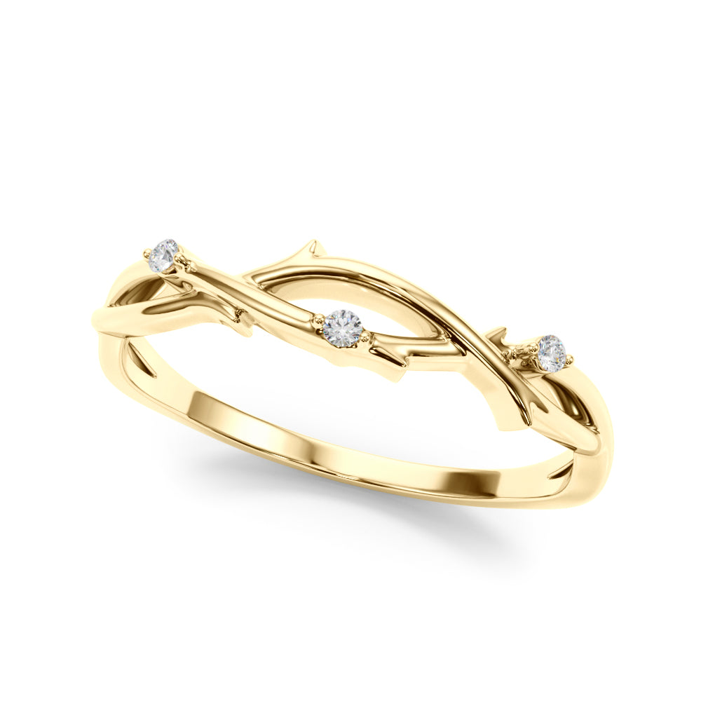 0.03 Carat Three Stone Diamond Wedding Ring In 10K Yellow & White Gold