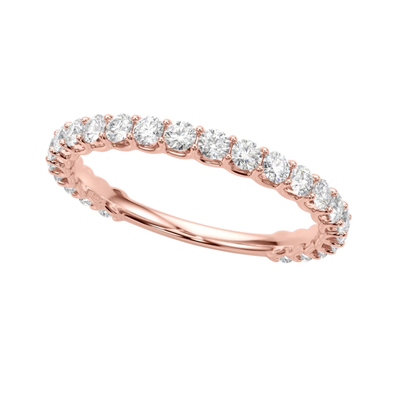 0.75 Ct Round Diamond Wedding Band In 10K White / Rose & Yellow Gold
