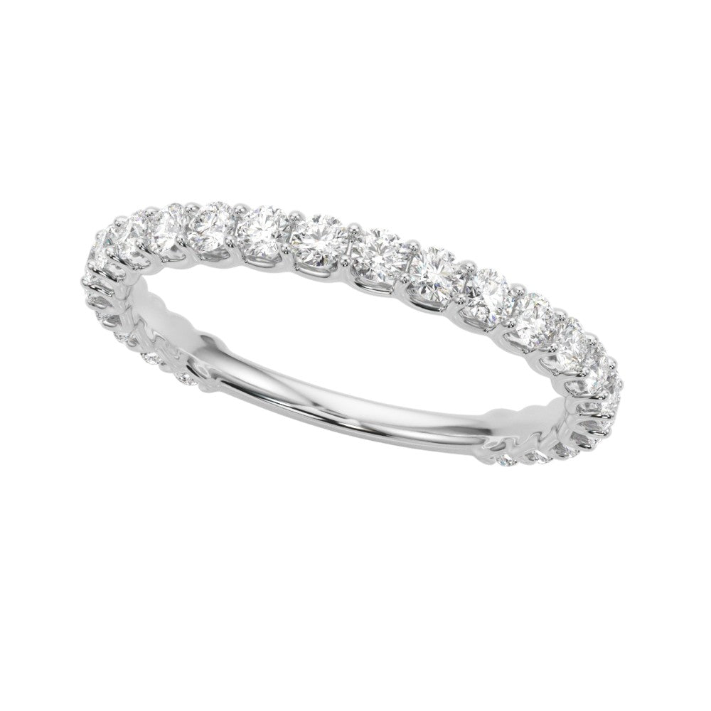 0.75 Ct Round Diamond Wedding Band In 10K White / Rose & Yellow Gold